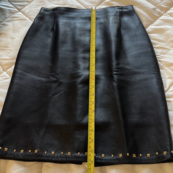 Vintage Black Genuine Leather 2pc  Studded Jacket And Skirt Size Small Petite - Picture 16 of 17